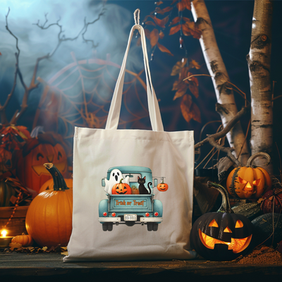 a trick or treat bag sitting on top of a table