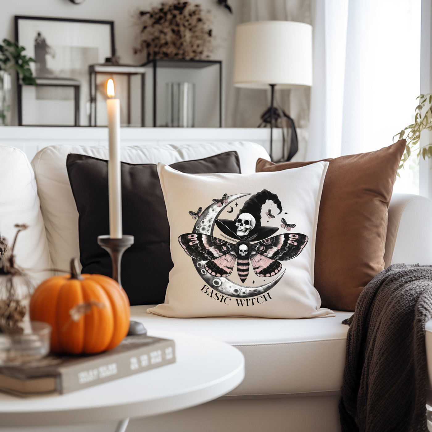 Square Basic Witch Halloween Pillow - Fall Decor Essential - Pillow & Mug Co.