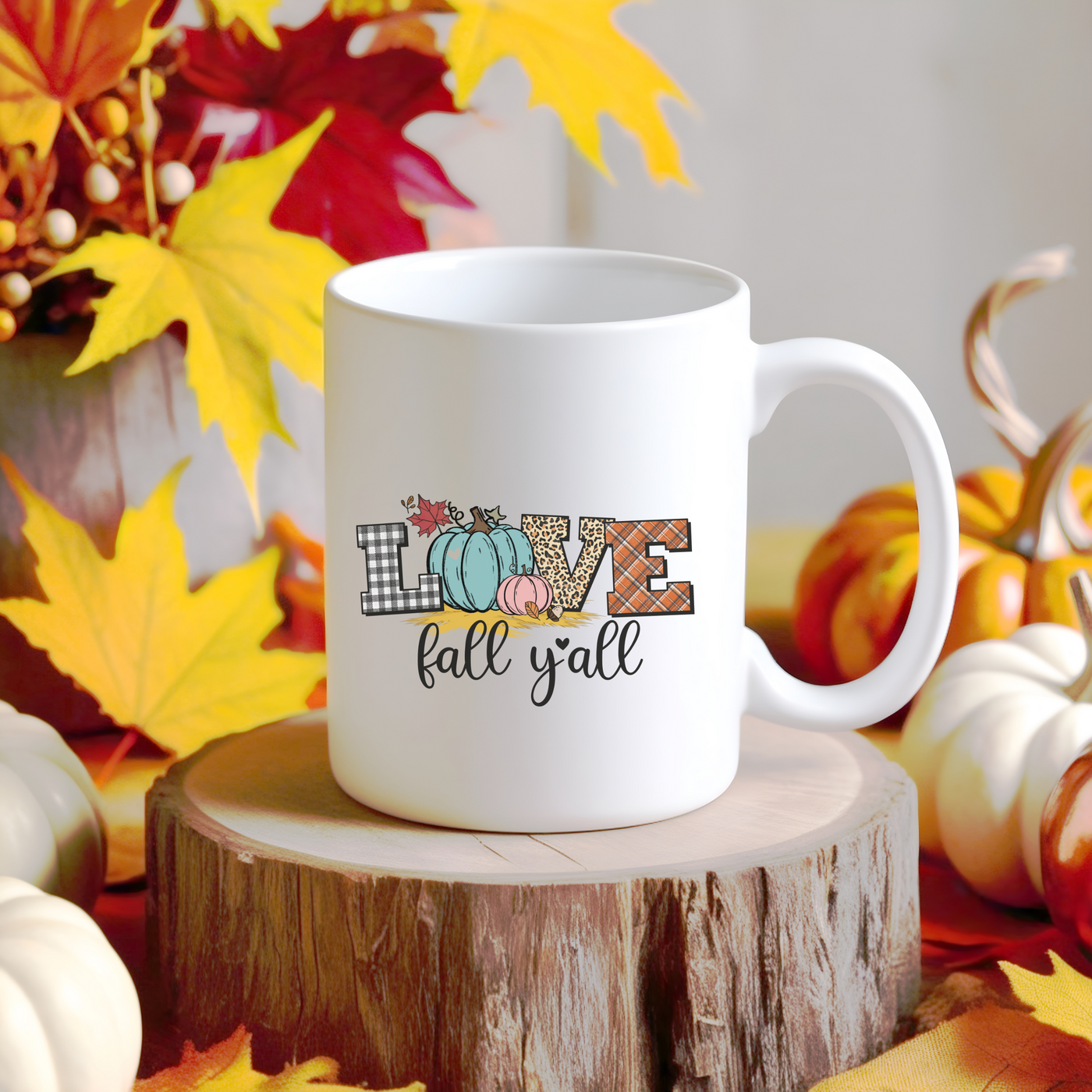 Love Fall Ya'll Ceramic Coffee Mug - Perfect for Autumn