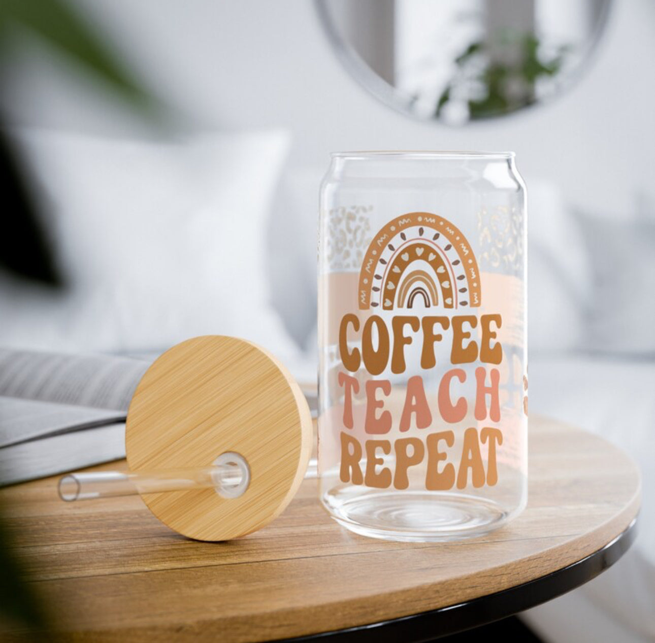 Coffee Teach Repeat Can Glass - Perfect Gift for Teachers - Pillow & Mug Co.