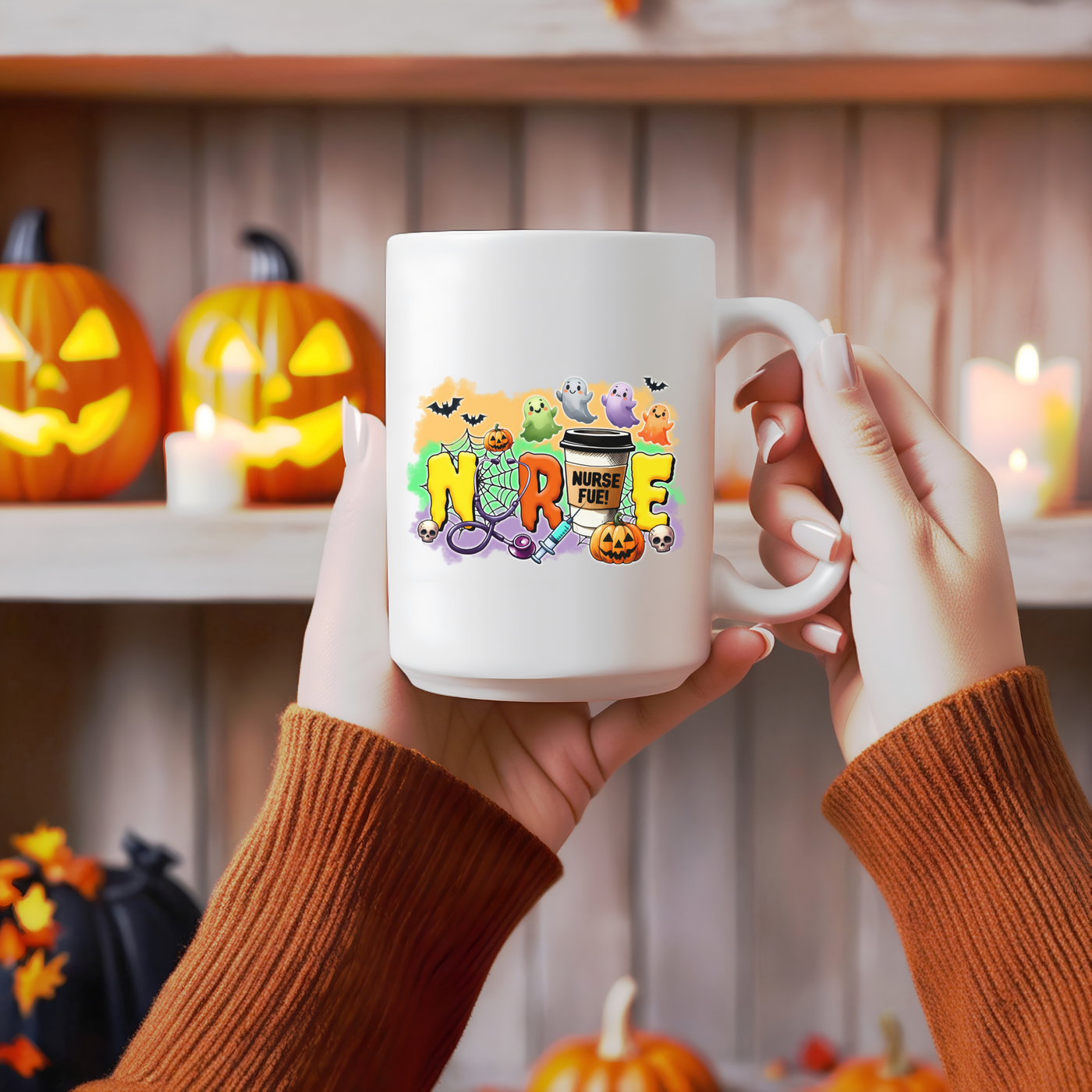 a person holding a coffee mug with the word hope on it