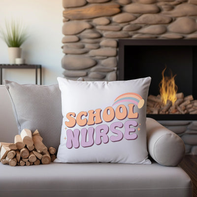 a pillow that says school nurse on it