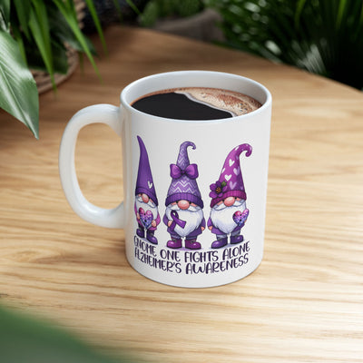 Alzheimers Awareness Ceramic Mug - Gnome One Fights Alone - Pillow & Mug Co.