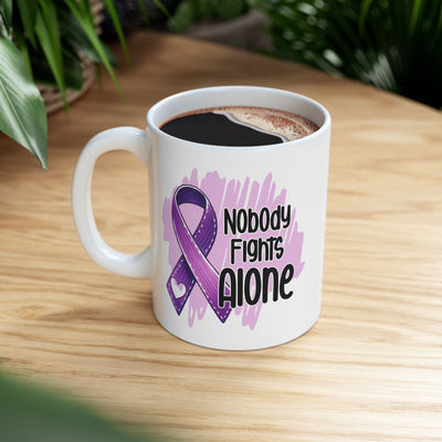 Nobody Fights Alone Alzheimer's Awareness Ceramic Mug 11oz - Pillow & Mug Co.