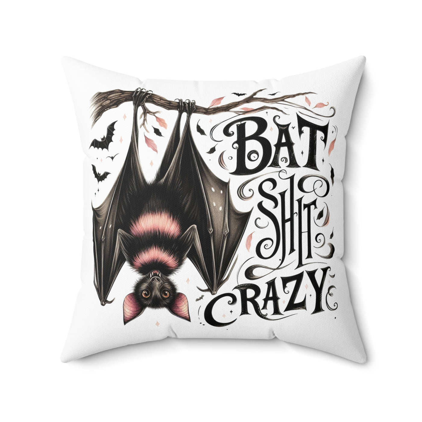 Monogrammed Hanging Bat Throw Pillow - Square Shape - Pillow & Mug Co.