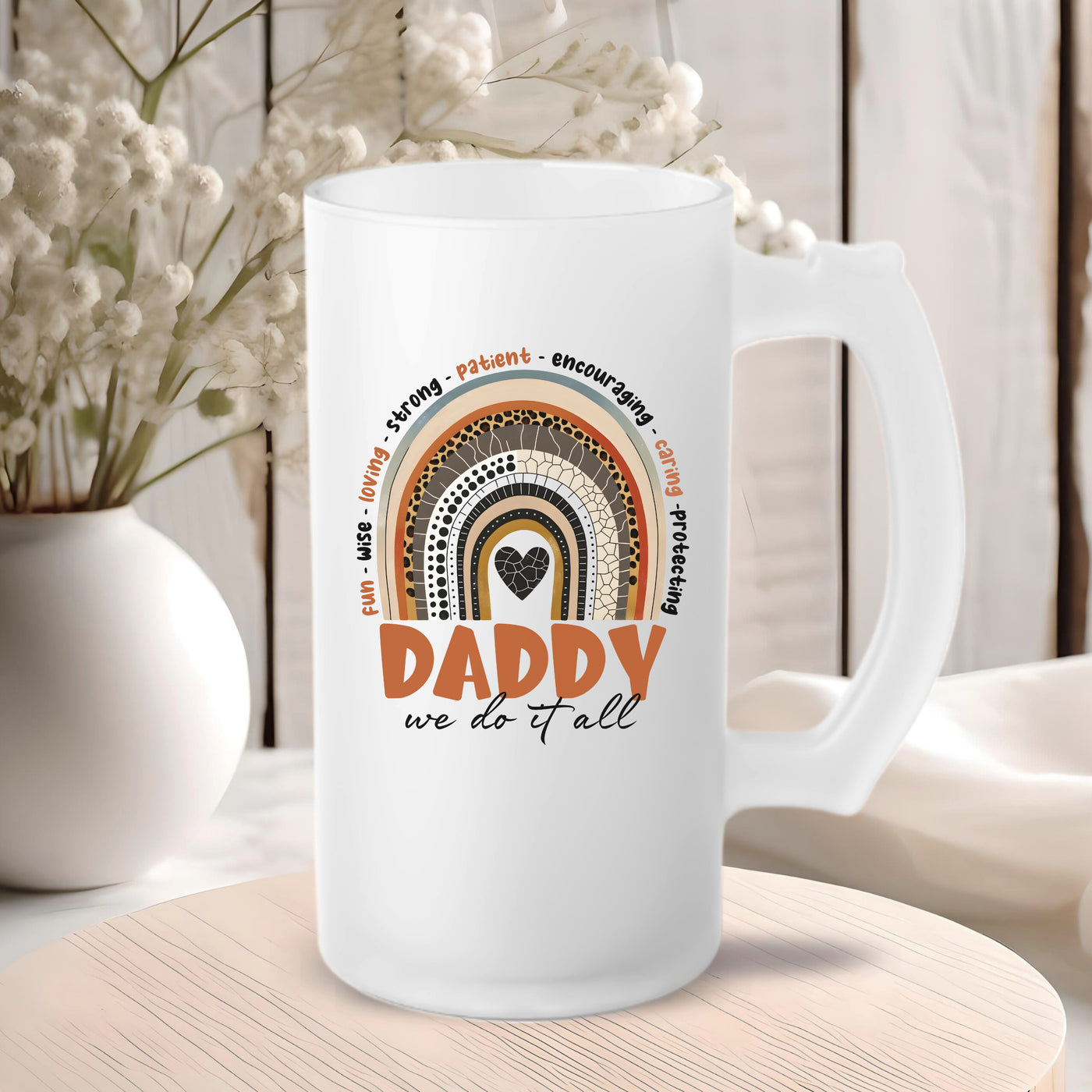 Beer Mug - Fathers Day Gift - Frosted Glass Mug For The Ultimate Mancave - Practical Gift For Dad - Ideal Gift For Beer Lovers - Party Starter Mug