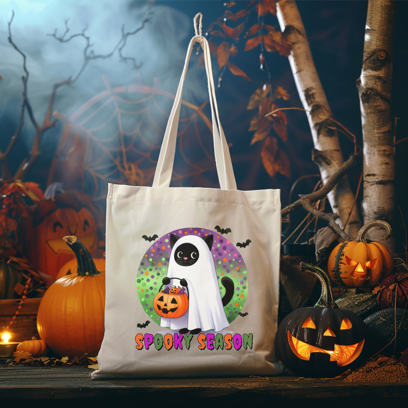 a trick or treat bag with a ghost on it