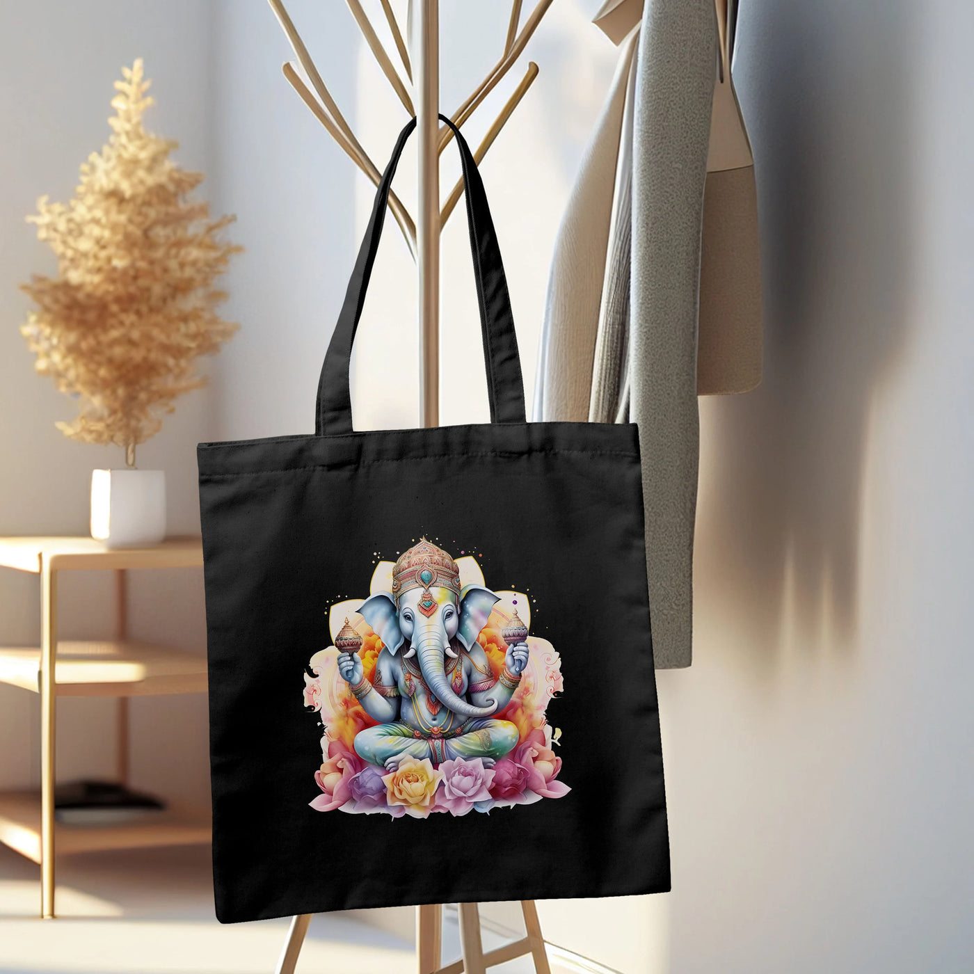 a black bag with a picture of an elephant on it