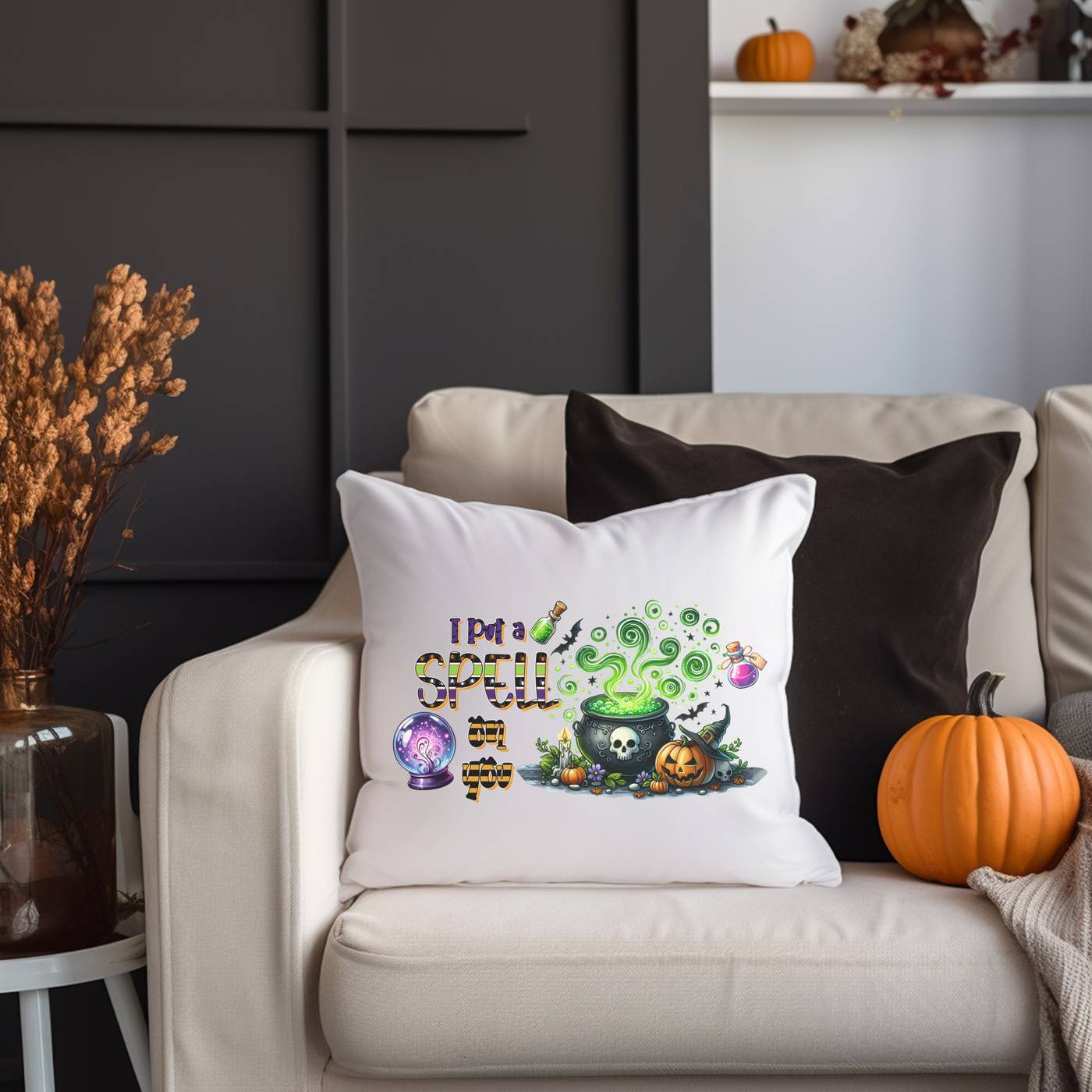 Spellbinding Halloween Square Pillow - I Put A Spell On You Design - Pillow & Mug Co.