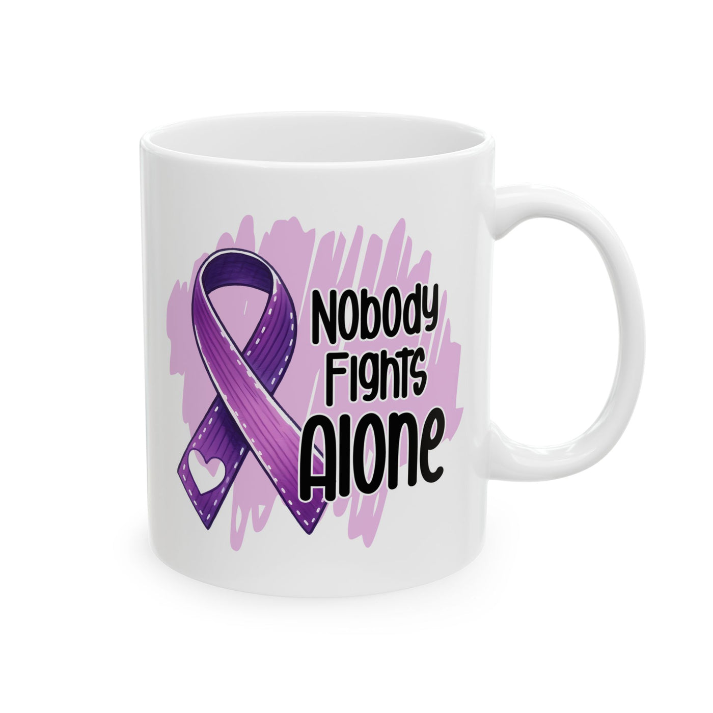 Nobody Fights Alone Alzheimer's Awareness Ceramic Mug 11oz - Pillow & Mug Co.