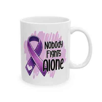 Nobody Fights Alone Alzheimer's Awareness Ceramic Mug 11oz - Pillow & Mug Co.