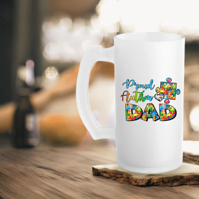 Beer Mug - Fathers Day Gift - Frosted Glass Mug For The Ultimate Mancave - Practical Gift For Dad - Ideal Gift For Beer Lovers - Party Starter Mug