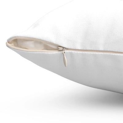 a close up of a white pillow with a zipper