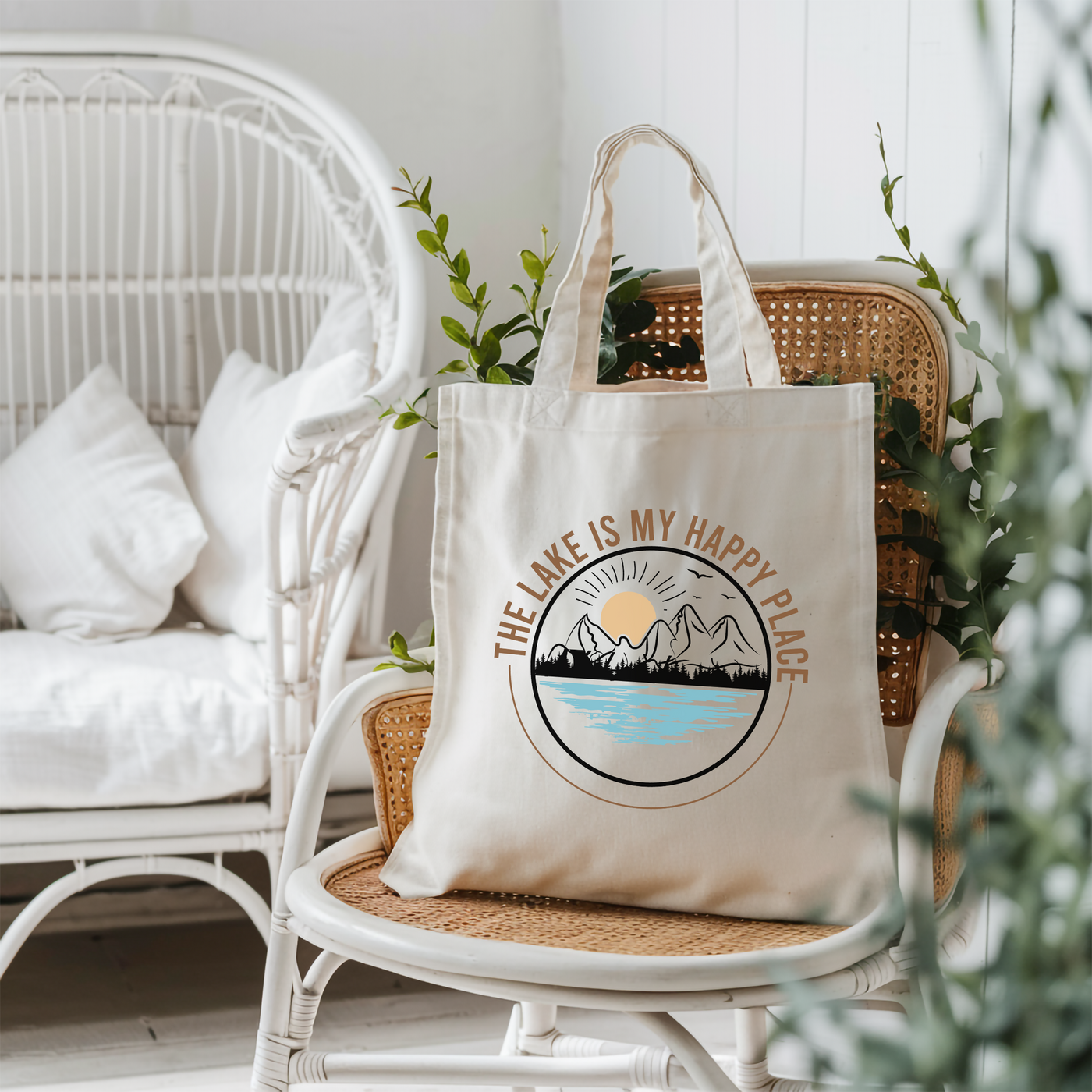 a tote bag sitting on top of a chair