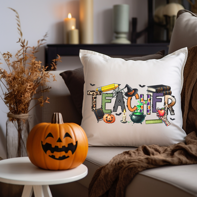 a couch with a pumpkin and a pillow on it