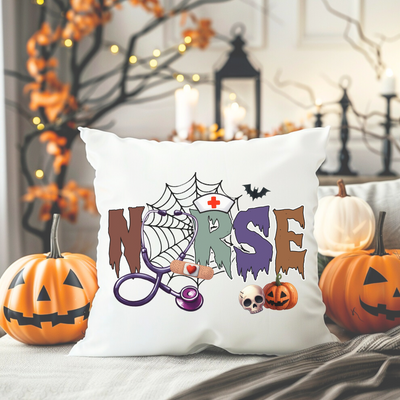 a white pillow with a trick or treat on it