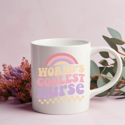 a coffee mug with the words world's coolest nurse on it