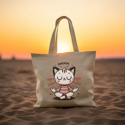 a white cat bag sitting on top of a sandy beach