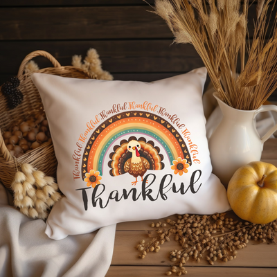 a thanksgiving pillow with a turkey on it