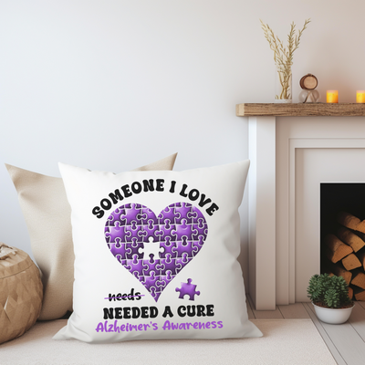 a pillow with a puzzle heart on it