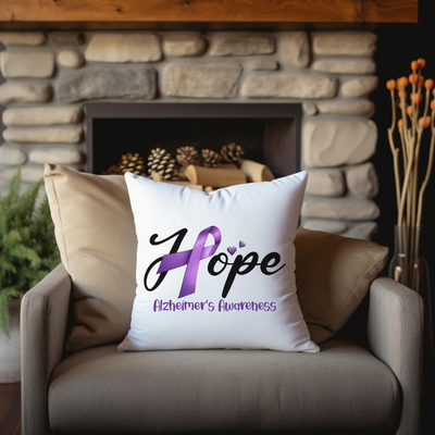 a pillow that says hope on it sitting on a chair