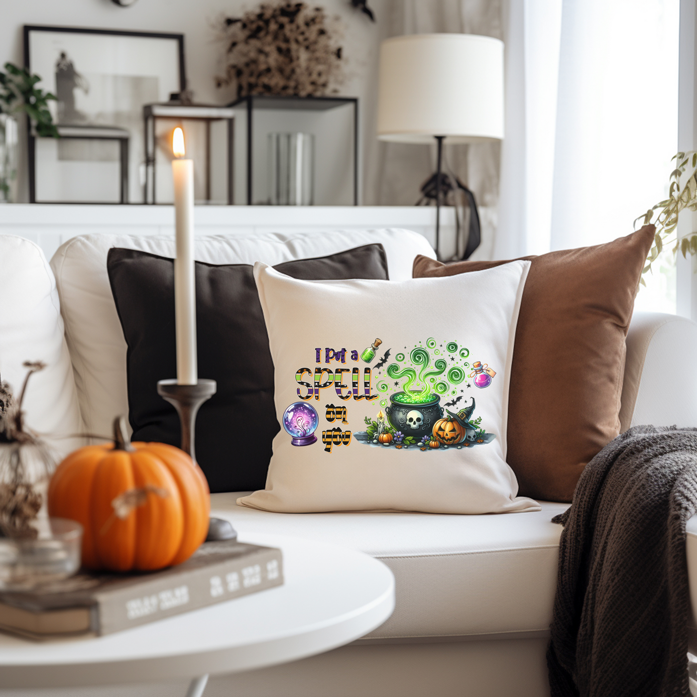 Spellbinding Halloween Square Pillow - I Put A Spell On You Design - Pillow & Mug Co.