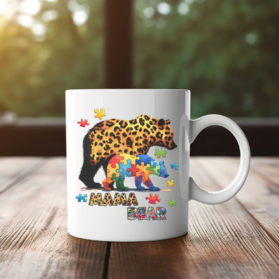 a coffee mug with a picture of a leopard on it