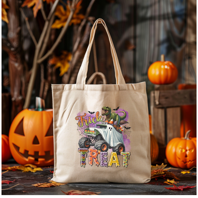 a trick or treat bag sitting on top of a table