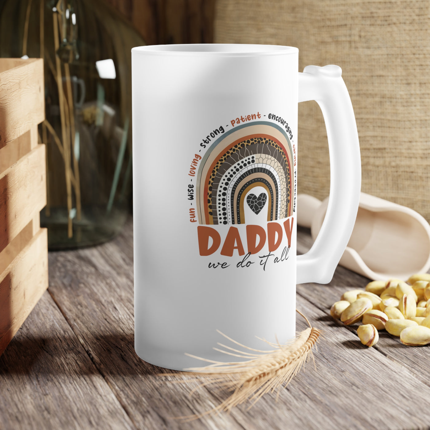 Fathers Day Gift - Frosted Glass Mug For The Ultimate Mancave - Practical Gift for Dad - Ideal Gift for Beer Lovers - Party Starter Mug Printify