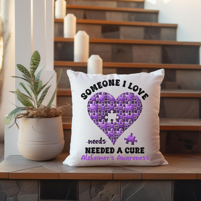 a pillow that has a puzzle heart on it