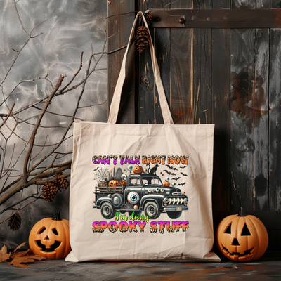 a bag with a picture of a truck and pumpkins