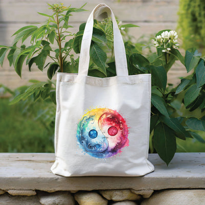 a tote bag with a picture of a flower