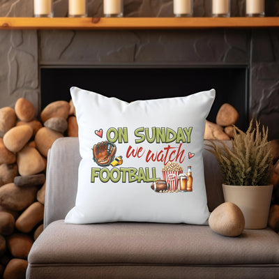 a pillow that says on sunday we watch football