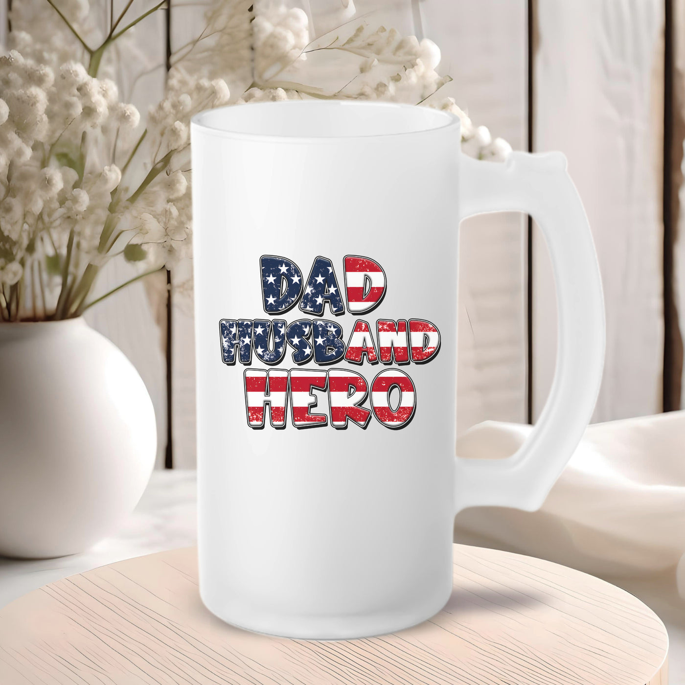 Beer Mug - Fathers Day Gift - Frosted Glass Mug For The Ultimate Mancave - Practical Gift For Dad - Ideal Gift For Beer Lovers - Party Starter Mug