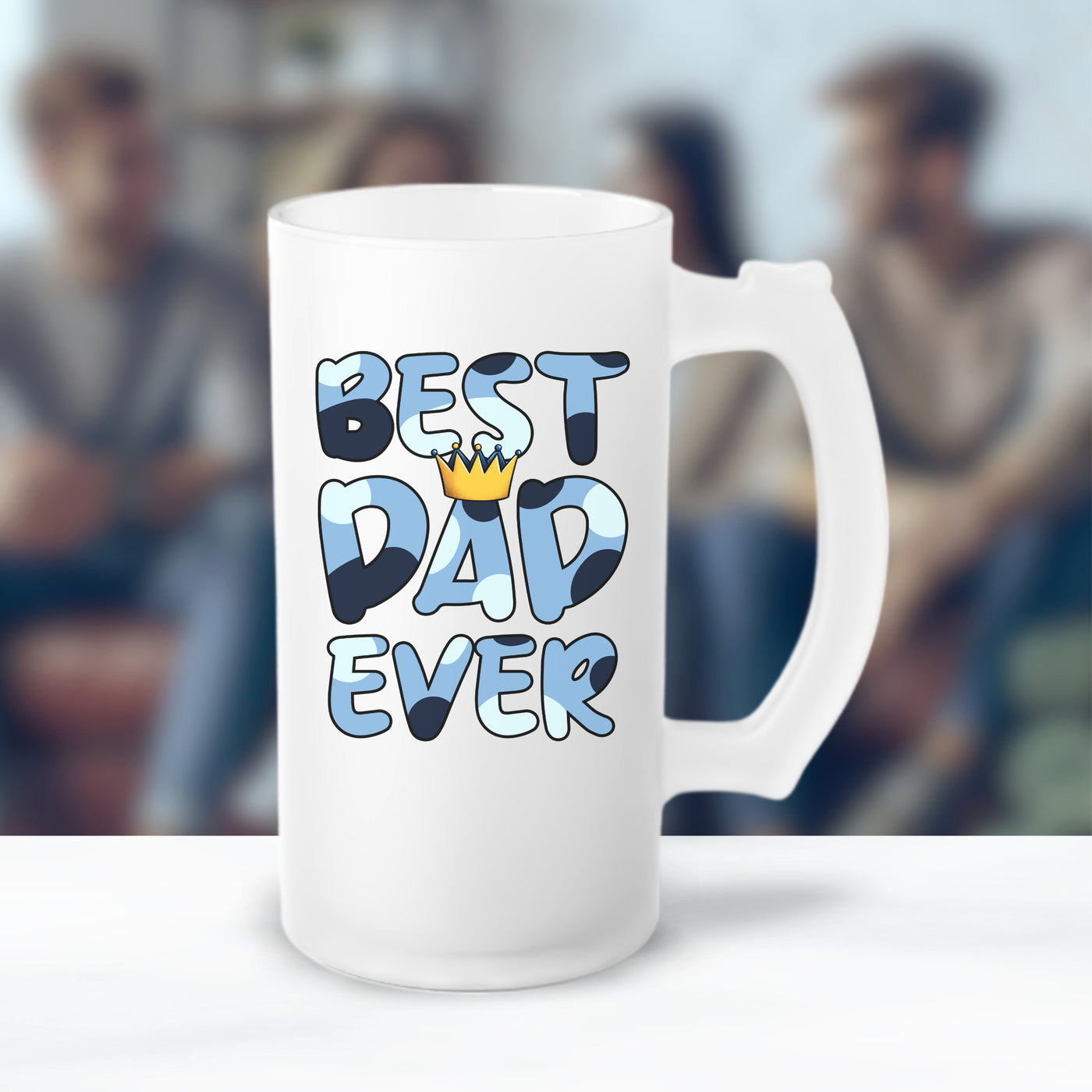 Beer Mug - Fathers Day Gift - Frosted Glass Mug For The Ultimate Mancave - Practical Gift For Dad - Ideal Gift For Beer Lovers - Party Starter Mug