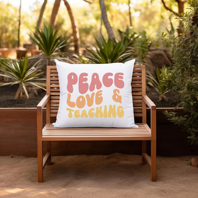 a wooden bench with a pillow on top of it