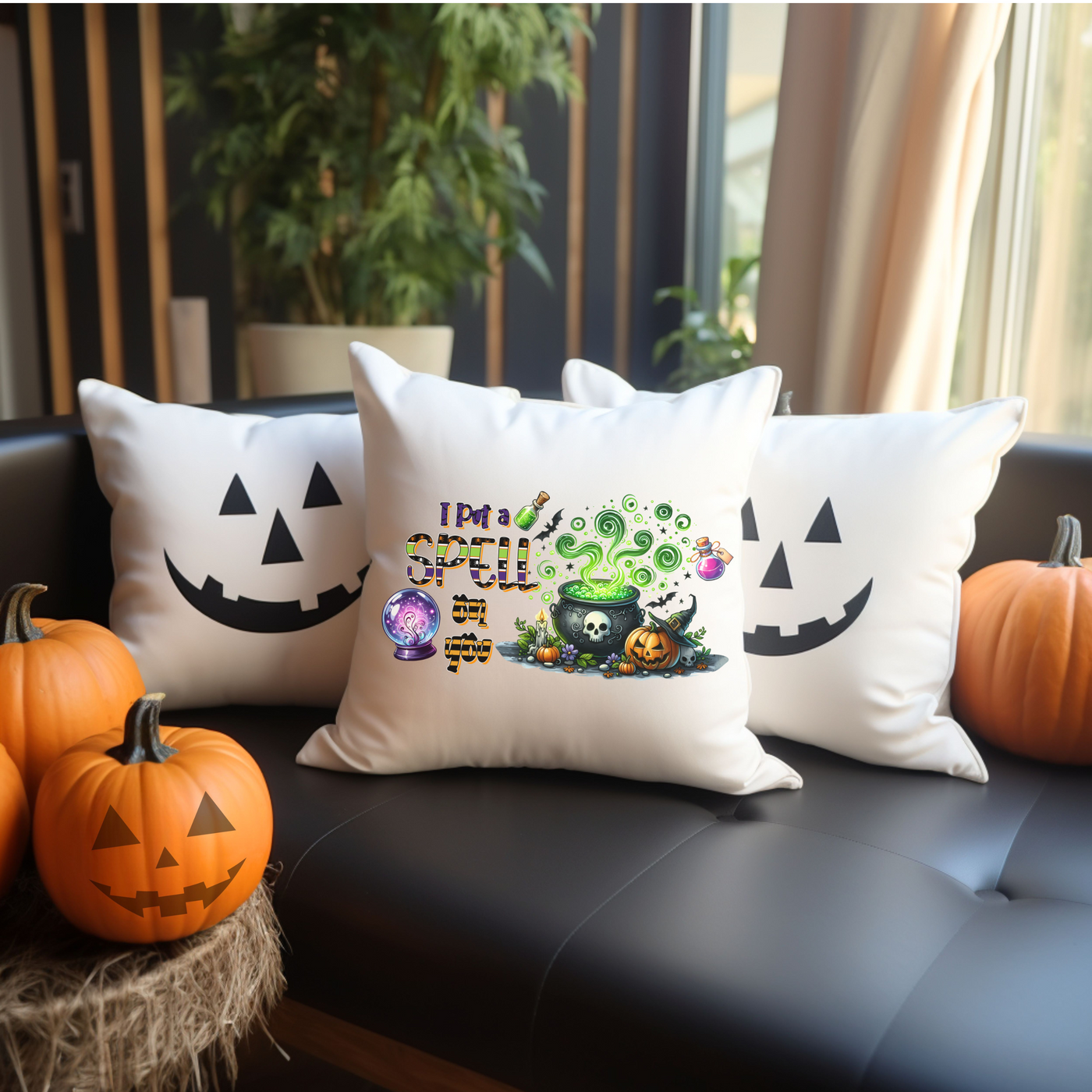 Spellbinding Halloween Square Pillow - I Put A Spell On You Design - Pillow & Mug Co.