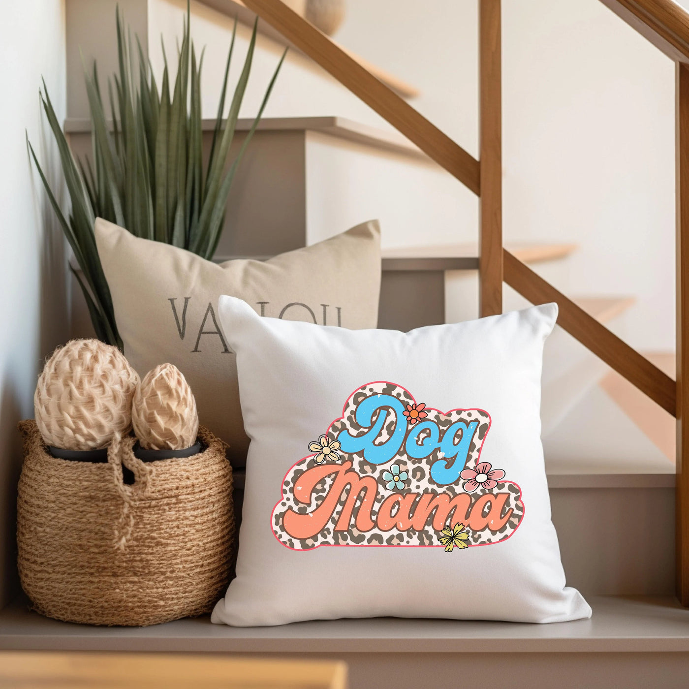 a white pillow sitting on top of a wooden shelf