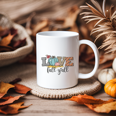 Love Fall Ya'll Ceramic Coffee Mug - Perfect for Autumn