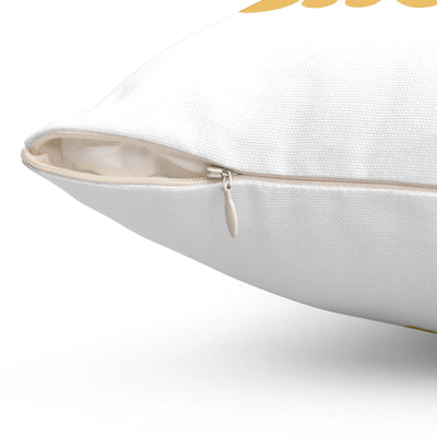 a close up of a pillow with a zipper