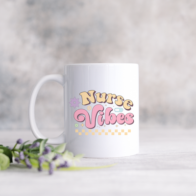 a white coffee mug with the words nurse on it