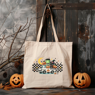 a tote bag with a picture of a car on it