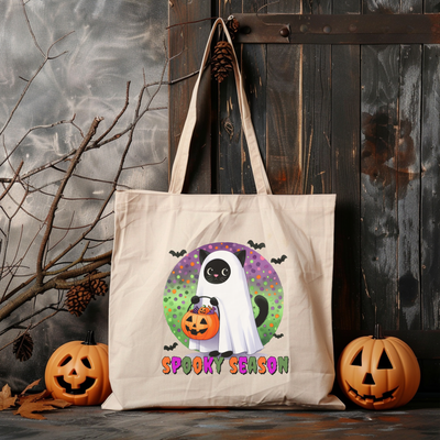 a bag with a ghost and a pumpkin on it