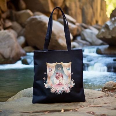 a black bag with a picture of a princess on it