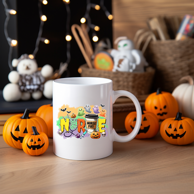 a white coffee mug sitting on top of a wooden table