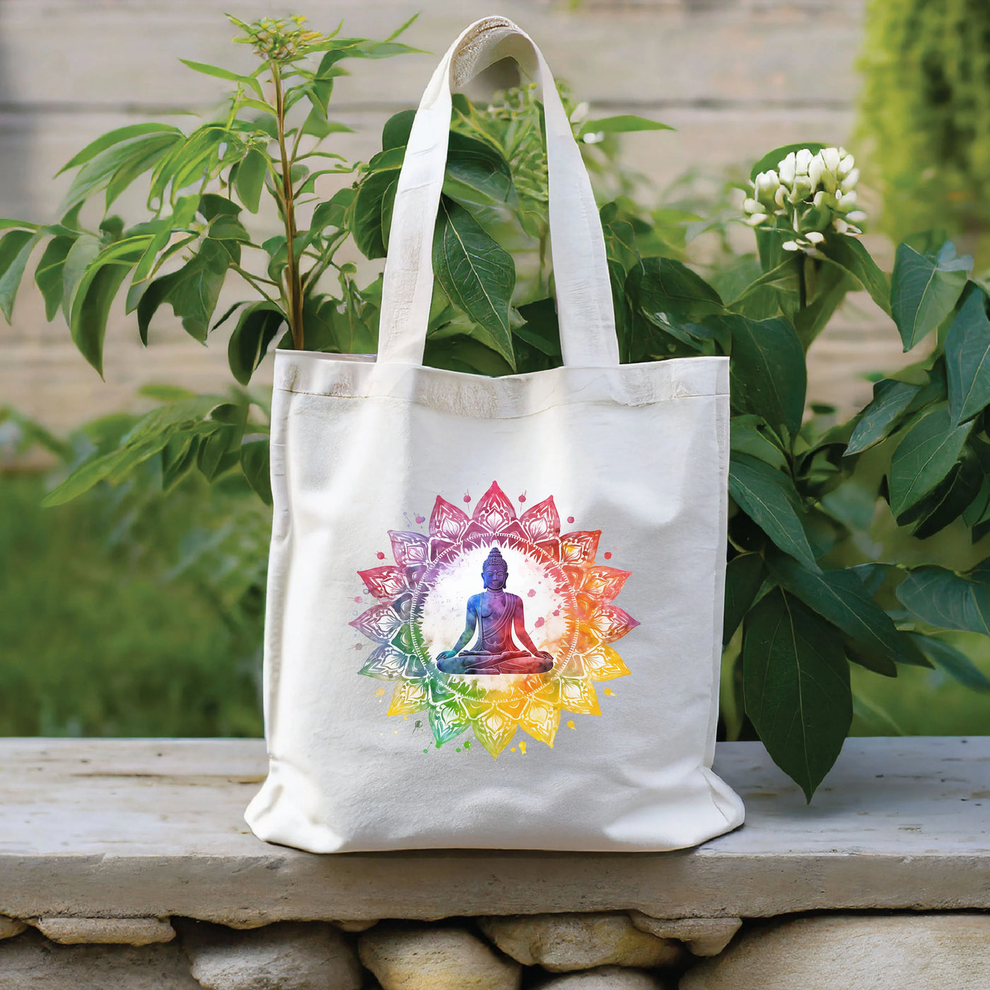 a bag with a picture of a person sitting in a yoga pose