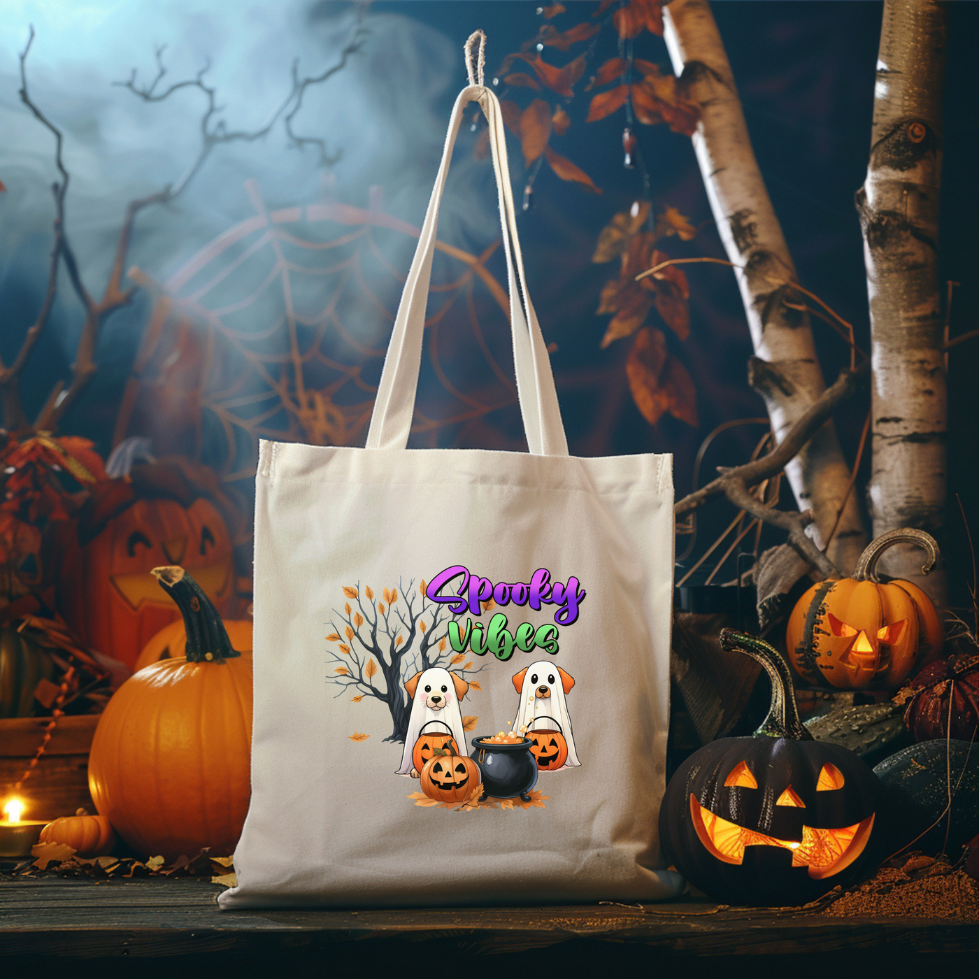 a trick or treat bag sitting on top of a table