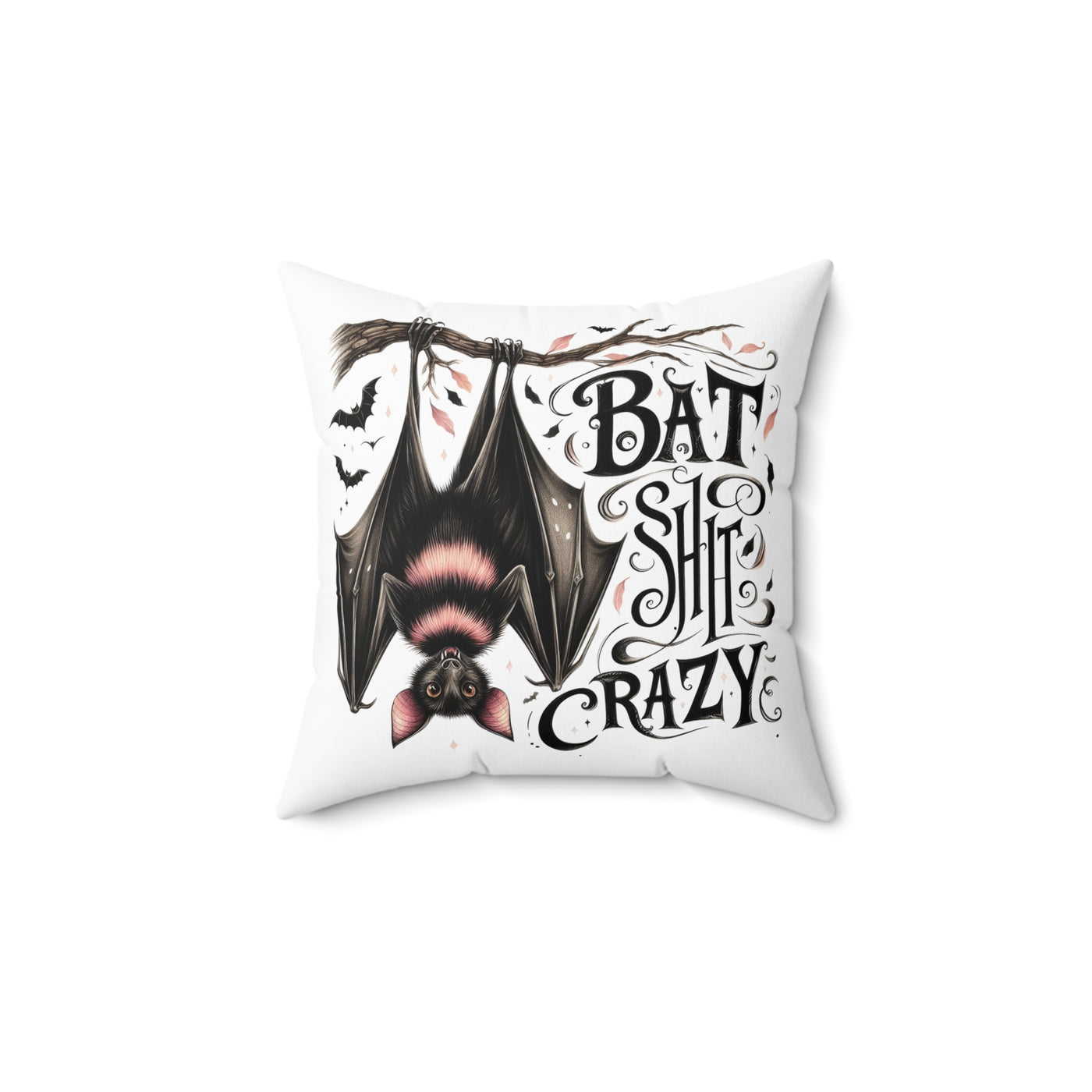 Monogrammed Hanging Bat Throw Pillow - Square Shape - Pillow & Mug Co.