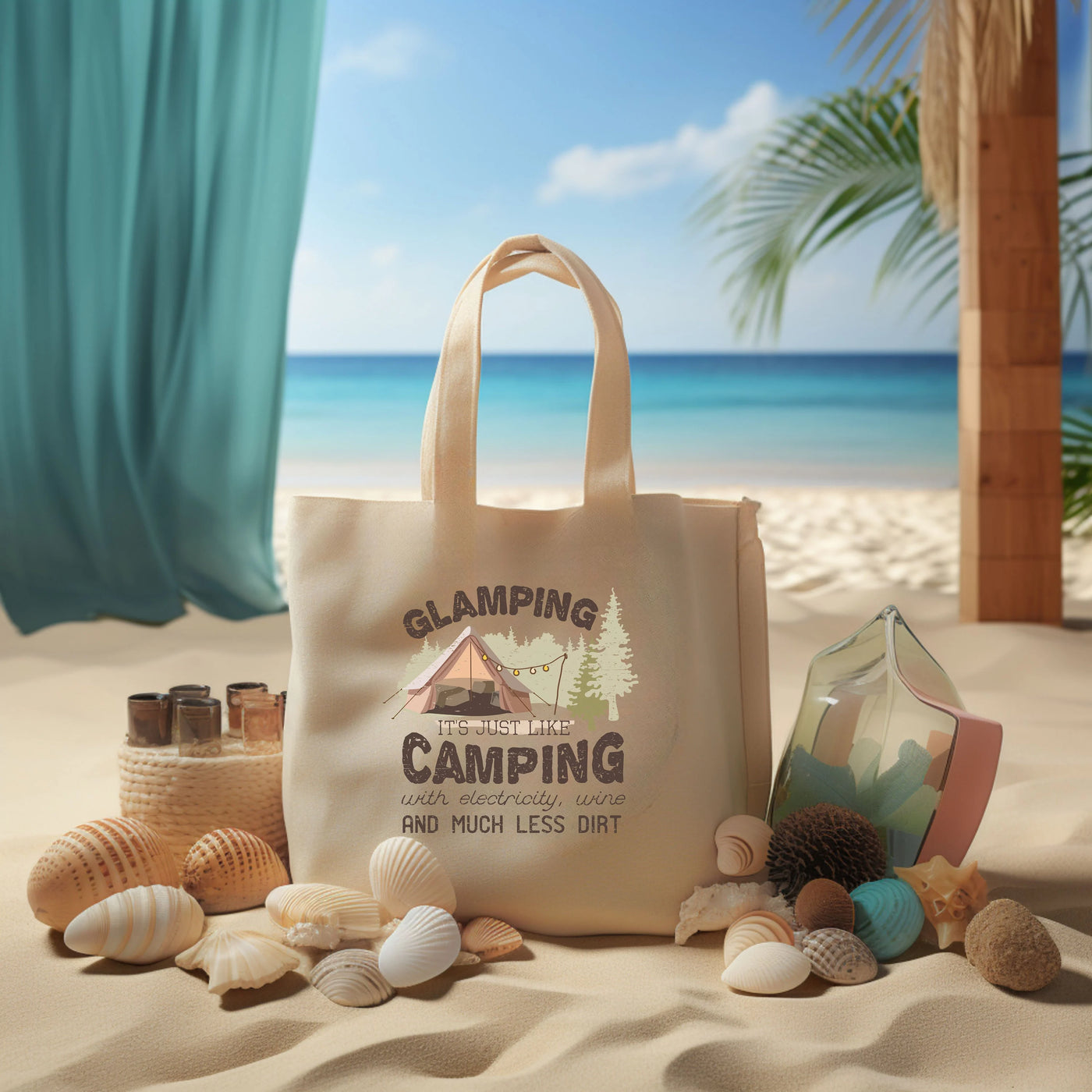 a bag sitting on top of a sandy beach