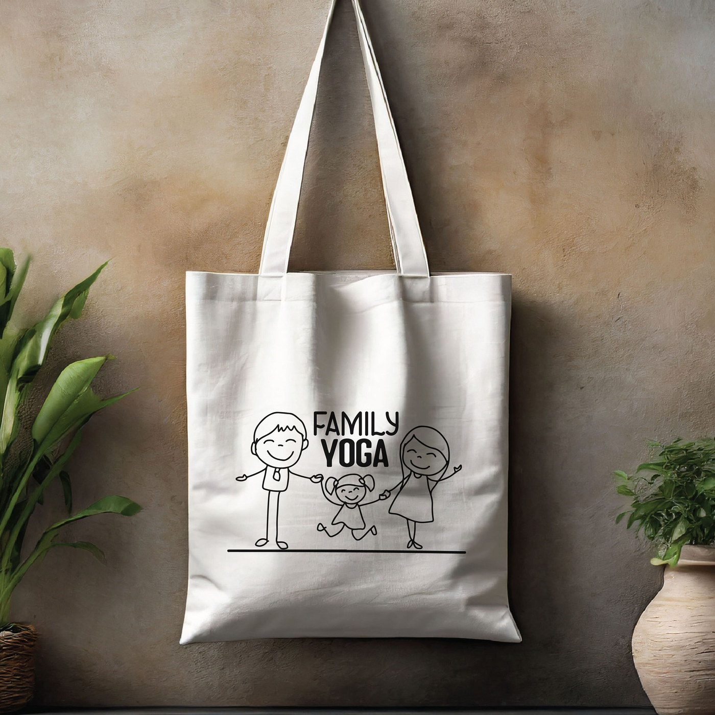 a tote bag with a picture of a woman holding a child